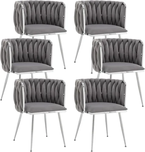 Vista 10 de Juego de 2 Sillas de Comedor de Terciopelo, Sillas Tapizadas para Comedor con Patas de Metal, Sillas de Comedor Modernas 2, Sillas Modernas de Beige