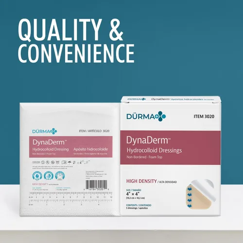 Vista 7 de Dynarex Dürma+ DynaDerm™ Apósito de espuma hidrocoloide - Parche estéril sin bordes para heridas - Resistente al agua - Protección flexible - 4 x 4