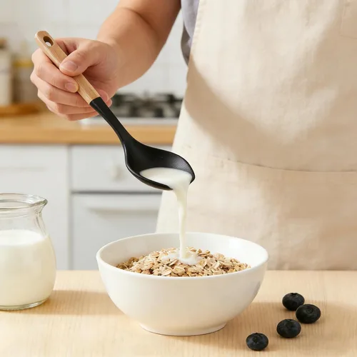 Vista 5 de Juego de espátulas de silicona, 3 espátulas de cocina para utensilios de cocina antiadherentes, cuchara multifunción resistente al calor con mango