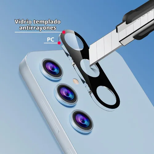 Vista 6 de Funda para Samsung Galaxy S24 FE con 2 protectores de pantalla de vidrio templado y protector de lente de cámara, capa interior de TPU suave y Negro