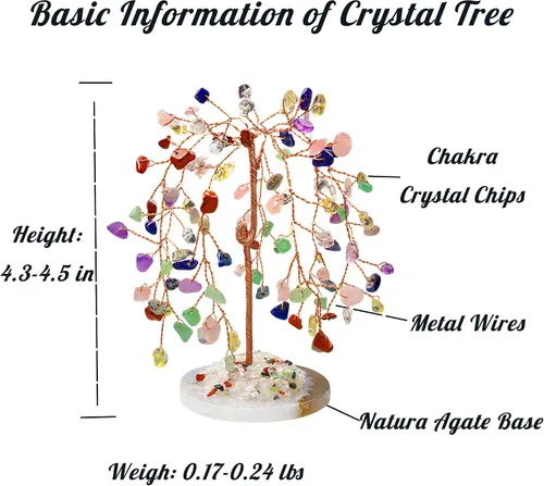 Vista 6 de ZHIYUXI Árbol de cristales de chakra, regalos para hombres y mujeres, decoración de habitación, accesorios de escritorio para el hogar, piedras
