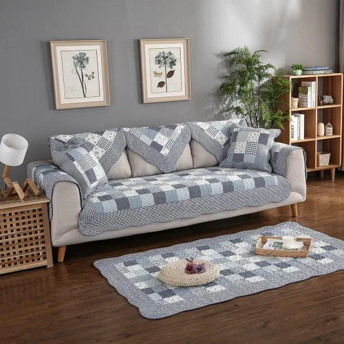 Vista 2 de Funda de almohada acolchada de algodón con diseño floral de campaña, fundas de cojín decorativas cuadradas para sofá, dormitorio, 2 piezas