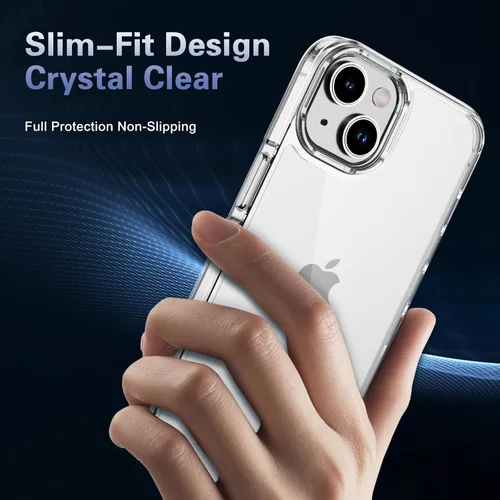 Vista 6 de Funda transparente para iPhone 13 con protector de pantalla y protector de lente Protección de grado militar 3 en 1, compatible con iPhone 13