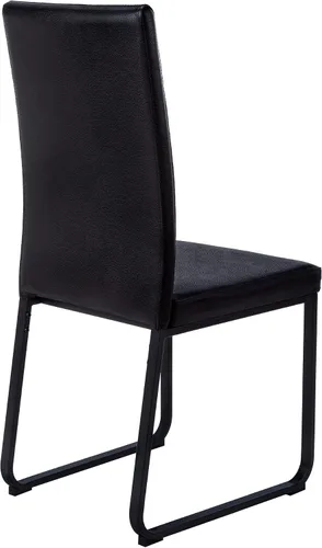 Vista 6 de Monarch Specialties I 1106 - Juego de 2 sillas de comedor, tapizadas, para cocina, comedor, aspecto de piel sintética, metal, negro, contemporánea