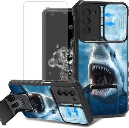 Vista 38 de Funda para teléfono Samsung Galaxy A15 5G con protector de pantalla con cubierta deslizante para cámara y soporte de doble capa híbrida resistente a