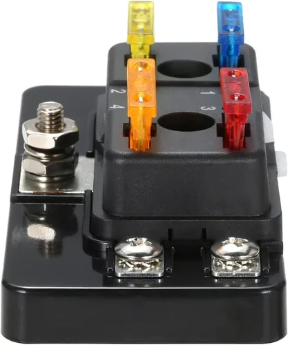 Vista 5 de Caja de fusibles de hoja DC 12 V 24 V 4 vías con bloque indicador LED para coche barco marina Caravana circuito estándar ATO enviar fusibles