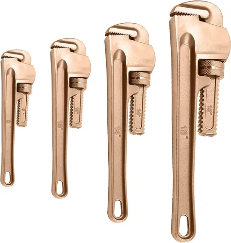 Vista 15 de WEDO Juego de llaves de tubo sin chispas, 10, 12, 14 pulgadas, 3 piezas, sin chispas, llave ajustable de seguridad sin chispas, cobre berilio,