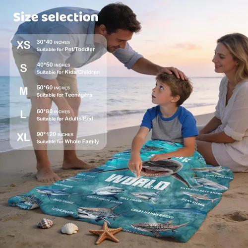 Vista 4 de Manta de regalo de tiburón para niños, niñas y amantes de los tiburones, súper suave, ligera y cálida para sala de juegos, cama y campamento, 30 x