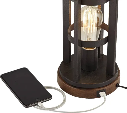 Vista 19 de Franklin Iron Works Lucas - Juego de 2 lámparas de mesa occidentales de 26 pulgadas de alto con puerto de carga USB y luz nocturna, pantalla LED