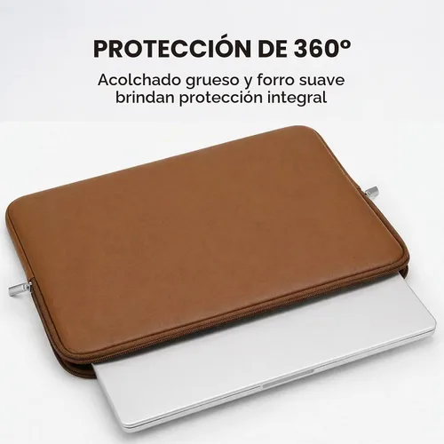 Vista 3 de RAINYEAR - Funda protectora de piel sintética suave para laptop de 15.6 Marrón