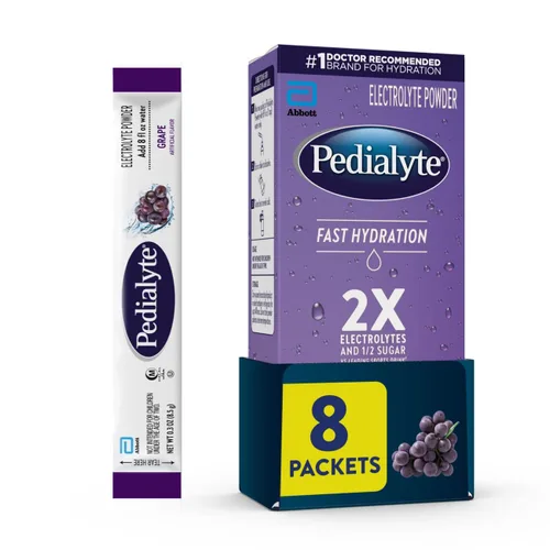 Vista 13 de Pedialyte Paquetes de polvo de electrolitos de hidratación rápida, manzana, bebida de hidratación, 8 paquetes de polvo de una sola porción
