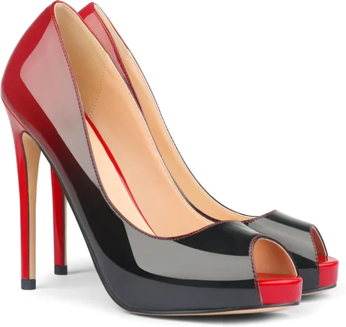 Vista 9 de Eithy - Zapatos de tacón alto y fino para mujer, con plataforma, para fiesta y uso diario Negro