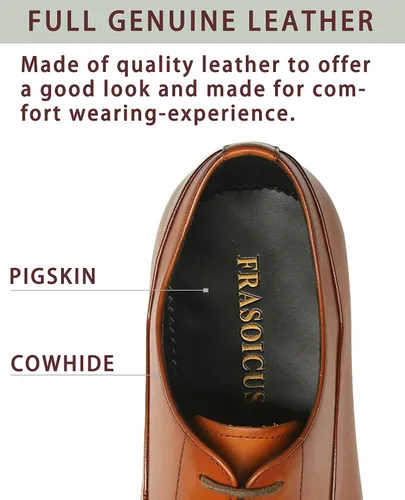 Vista 5 de FRASOICUS Zapatos de vestir para hombre, zapatos formales Oxford clásicos con cordones para hombre