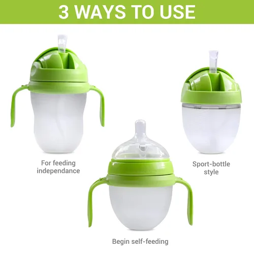 Vista 3 de Kit de conversión de vaso con popote con peso 3 en 1 para botellas de Comotomo, versátil, a prueba de fugas, solución fácil de usar para bebés