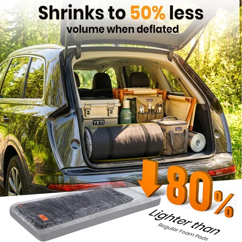 Vista 5 de Colchoneta de dormir autoinflable con bomba eléctrica, colchoneta de espuma ultra gruesa de 4 pulgadas para acampar con almohada integrada, 9.5