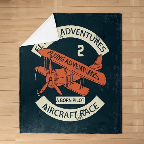 Vista 12 de Castle Fairy Manta de forro polar Sherpa con estampado de aviones para niños, manta de franela de dibujos animados para sofá, avión, azul y blanco