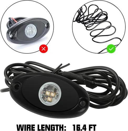 Vista 2 de SUNPIE 8 cápsulas de luces de roca de conexión rápida azul, cables de extensión de 4M para cada luz, 3 chips de alta potencia, almohadillas