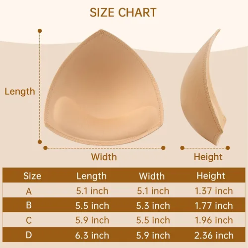 Vista 6 de KSang Bra Pads Inserts 4 Pairs Sewn Edges Breast Padding for Sports Bras Swimsuits Bikini A, B, C, D Cup Available
