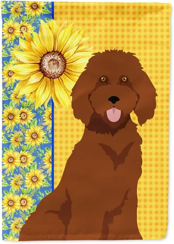 Vista 195 de Caroline's Treasures WDK5313GF Bandera de jardín con diseño de girasoles de verano, color negro y tostado, Airedale Terrier para buzón, bandera