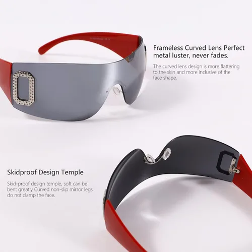Vista 3 de SENMARIES Gafas de sol envolventes Y2K para mujer gafas de sol con joyas gafas de sol retro sin marco