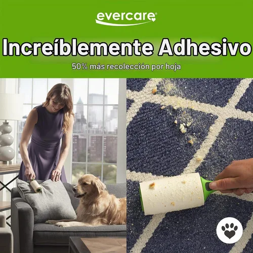 Vista 4 de Recambio Evercare para rodillo de pelusa adhesiva extra para mascotas, 60 hojas, paquete de 6