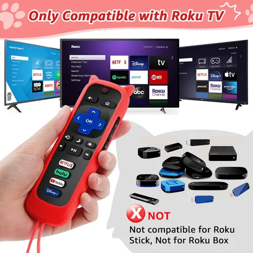 Vista 2 de Control remoto de repuesto para Roku TV con funda protectora suave, control remoto universal para TCL Roku/Hisense Roku/Onn Roku/Sharp Roku/Element