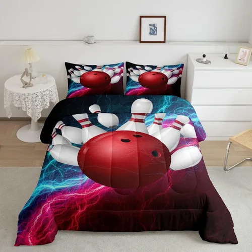 Vista 16 de Juego de edredón de panal negro y rojo para adolescentes, jóvenes y adultos, juego de ropa de cama de fútbol y fútbol, juegos de edredón hexagonales