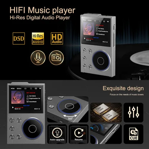 Vista 5 de Reproductor de MP3 de alta fidelidad de 16 GB con Bluetooth, reproductor de audio digital Pantalla HD de 2.4 pulgadas Reproductor de música sin