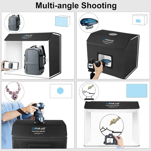 Vista 7 de PULUZ Caja de luz portátil para estudio fotográfico, caja de fotos grande de 24.6 x 16 pulgadas, kit de estudio profesional regulable con 672 luces