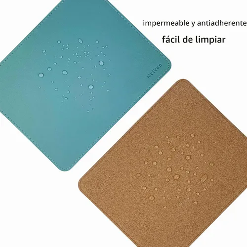 Vista 5 de MelVan Alfombrilla de mouse de piel sintética con borde cosido, alfombrilla de mouse de madera, alfombrilla de mouse impermeable para computadoras