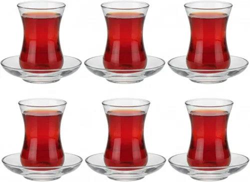 Vista 8 de Tazas y platillos turcos, 12 piezas, auténticos vasos de té turco de cintura delgada, juego de té tradicional perfecto para fiesta de té árabe