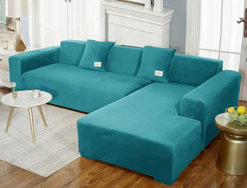 Vista 27 de Funda de sofá súper elástica en forma de L, de terciopelo y felpa, funda para sofá modular con parte inferior elástica, protector de muebles