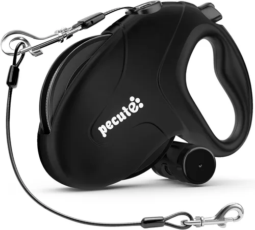 Vista 11 de Pecute Correa retráctil para perro de 32 pies con tiras reflectantes, sin enredos de 360°, control de un botón y material de nailon resistente