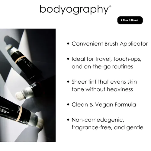 Vista 3 de Bodyography Sun Defense - Hidratante tintado, 1.5 onzas, tinte SPF ligero con ácido hialurónico y pigmentos minerales, cobertura hidratante y vegana