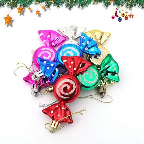 Vista 4 de Happyyami 12 adornos de piruleta de Navidad de plástico para decoración de árbol de Navidad, decoración colgante para el hogar y fiesta