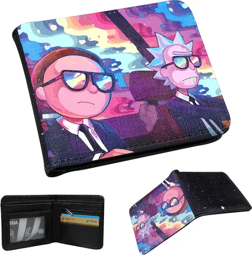 Vista 2 de Mulafnxal Cartera de cuero de dibujos animados anteojos niño Minimalista