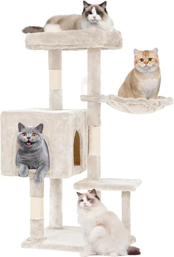 Vista 30 de FDW Torre de árbol para gatos de 54 pulgadas Ceniciento Centro de Ashy