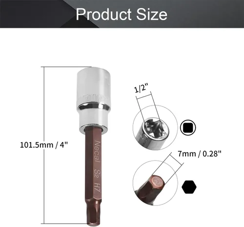Vista 92 de Utoolmart 1/2" Drive x 0.551 in largo Hex Bit Socket, métrico, S2 y Cr-V acero 1pcs