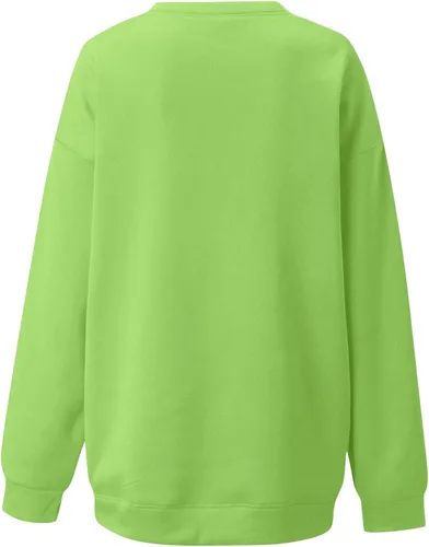 Vista 4 de Suéter feo de fiesta de Navidad para mujer, sudadera de manga larga raglán con estampado verde