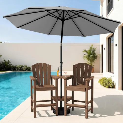 Vista 39 de KINGYES Aruba - Juego de 4 sillas Adirondack altas de HDPE con bandejas de conexión dobles, silla Adirondack de altura de barra en relieve para 2