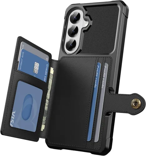 Vista 16 de Funda para Samsung Galaxy S21 Ultra con tarjetero, compatible con soporte magnético para automóvil, resistente a los golpes, resistente, suave, TPU