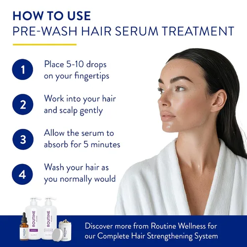 Vista 8 de Routine Wellness Set de champú y acondicionador y suero capilar para cabello más fuerte - Biotina Color seguro Sin sulfatos Vegano Probado