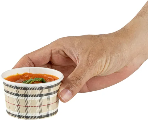 Vista 14 de Restaurantware Coppetta - Vasos de postre de 3 onzas, 50 tazas desechables para helado, tapas se venden por separado, cuencos de papel a cuadros