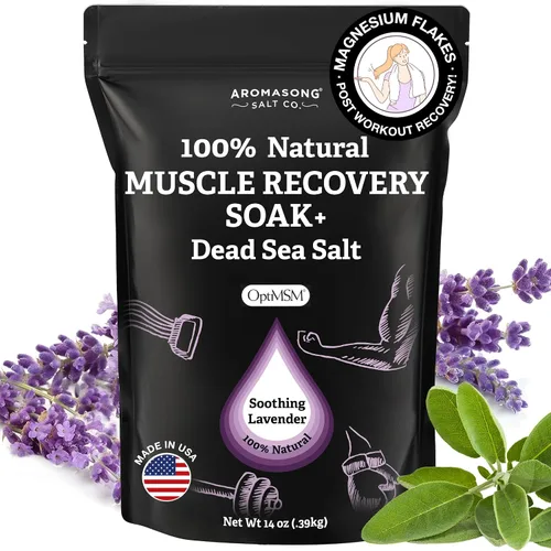 Vista 9 de Aromasong Baño de recuperación muscular de 3 libras, sal de baño natural con sal del mar muerto, MSM puro, copos de magnesio y aceites esenciales