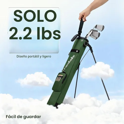 Vista 3 de Bolsa de golf ligera, portátil y duradera con correa acolchada y bolsillo, bolsa de domingo para el campo de conducción, bolsa de práctica divisora