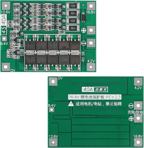 Vista 2 de 4 unids 4S 40A batería de litio de iones de litio 18650 cargador PCB BMS placa de protección con equilibrio para motor de taladro 14.8 V 16.8 V