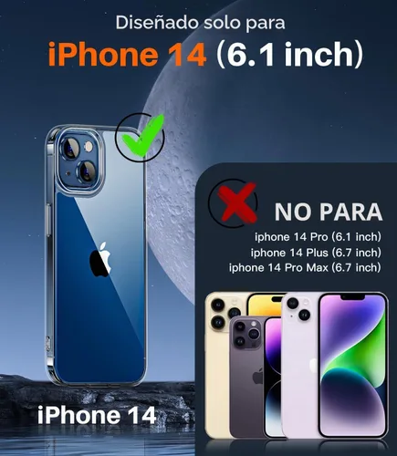 Vista 8 de Funda 5 en 1 para iPhone 14 transparente con 2 protectores de pantalla + 2 protectores de lente de cámara