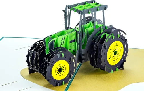 Vista 3 de WOWPAPERART Tractor - Tarjeta de felicitación desplegable 3D para todas las ocasiones, cumpleaños, amor, felicidades, buena suerte, aniversario