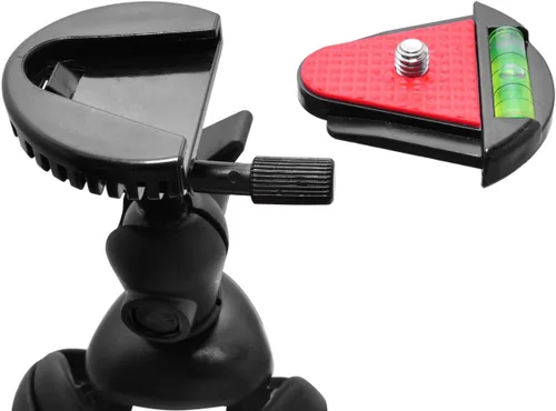 Vista 4 de Soporte flexible Xit con envoltura para piernas, placa de liberación rápida y nivel de burbuja