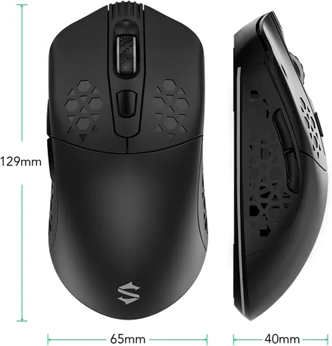 Vista 8 de Black Shark Mouse inalámbrico para juegos, mouse de computadora con cable de doble modo con 10000 DPI, panal reemplazablecarcasa sólida, 6 botones